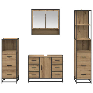 Σετ Επίπλων Μπάνιου 4 pcs Artisan Oak Επεξεργασμένο ξύλο - Pakobazaar