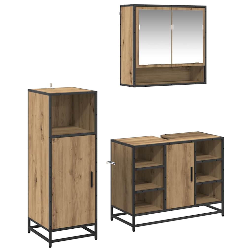Σετ Επίπλων Μπάνιου 3 τμχ. Artisan Oak 80 x 33 x 60 εκ - Pakobazaar