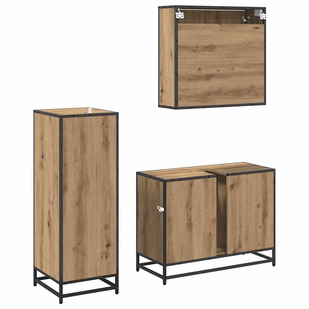 Σετ Επίπλων Μπάνιου 3 τμχ. Artisan Oak 80 x 33 x 60 εκ - Pakobazaar