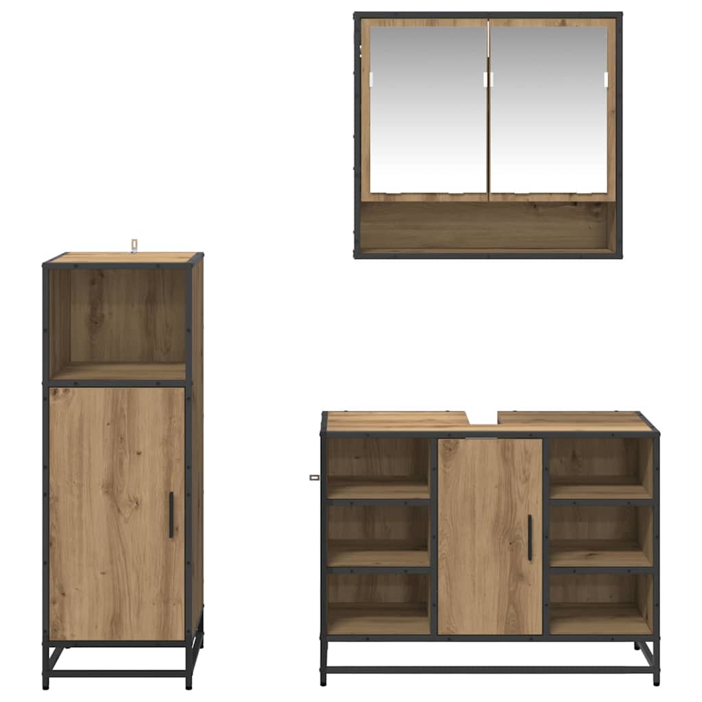 Σετ Επίπλων Μπάνιου 3 τμχ. Artisan Oak 80 x 33 x 60 εκ - Pakobazaar