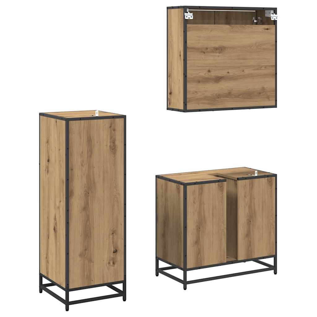 Σετ Επίπλων Μπάνιου 3 pcs Artisan Oak Επεξεργασμένο ξύλο - Pakobazaar