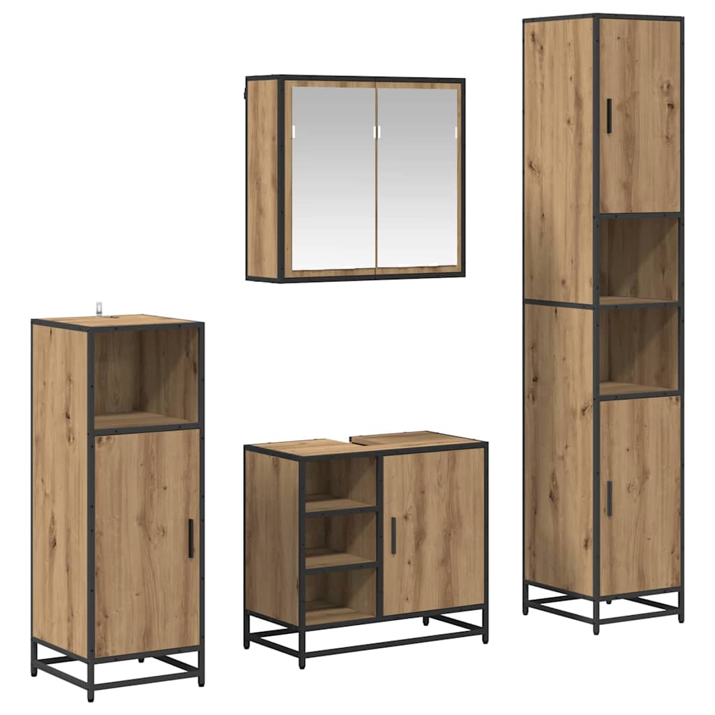 Σετ Επίπλων Μπάνιου 4 pcs Artisan Oak Επεξεργασμένο ξύλο - Pakobazaar