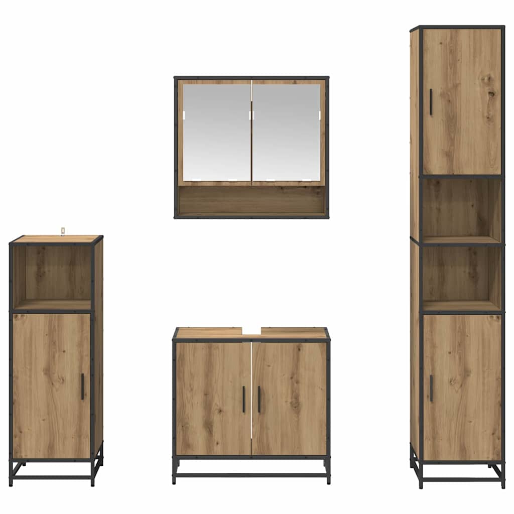 Σετ Επίπλων Μπάνιου 4 pcs Artisan Oak Επεξεργασμένο ξύλο - Pakobazaar