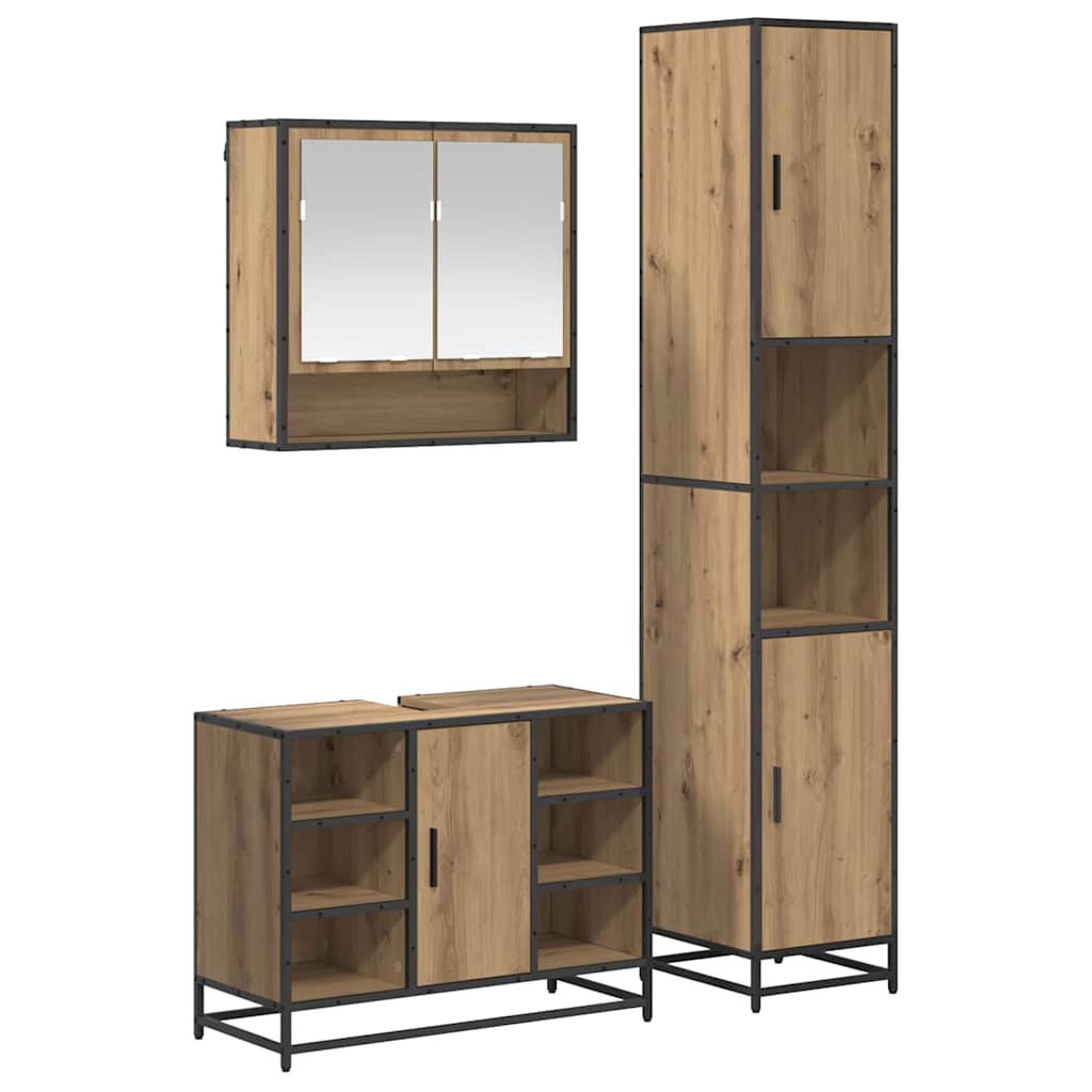Σετ Επίπλων Μπάνιου 3 pcs Artisan Oak Επεξεργασμένο ξύλο - Pakobazaar