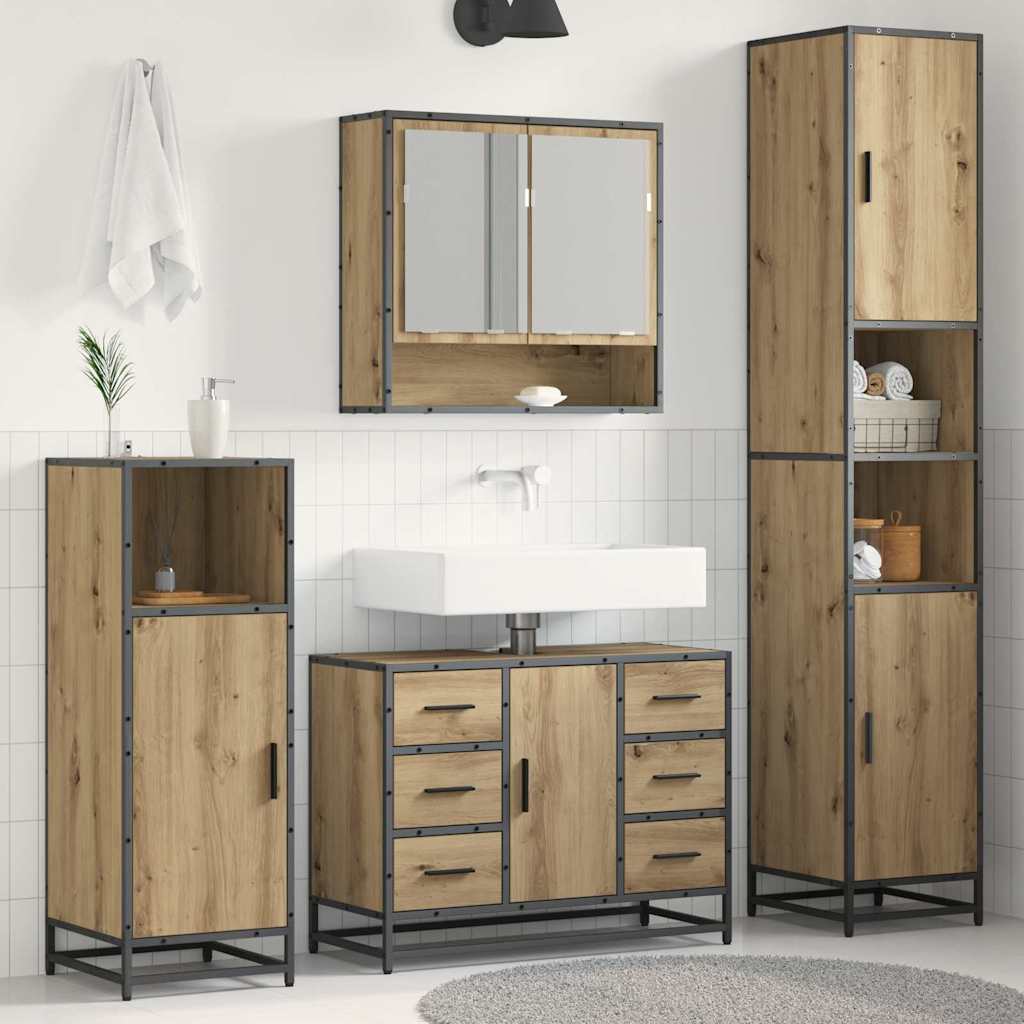 Σετ Επίπλων Μπάνιου 3 pcs Artisan Oak Επεξεργασμένο ξύλο - Pakobazaar