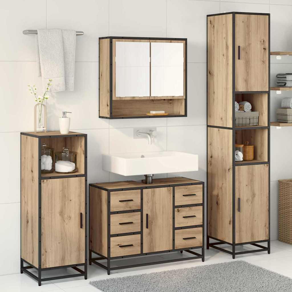 Σετ Επίπλων Μπάνιου 3 pcs Artisan Oak Επεξεργασμένο ξύλο - Pakobazaar