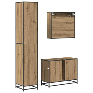Σετ Επίπλων Μπάνιου 3 pcs Artisan Oak Επεξεργασμένο ξύλο - Pakobazaar