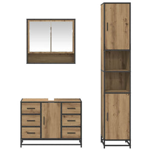 Σετ Επίπλων Μπάνιου 3 pcs Artisan Oak Επεξεργασμένο ξύλο - Pakobazaar