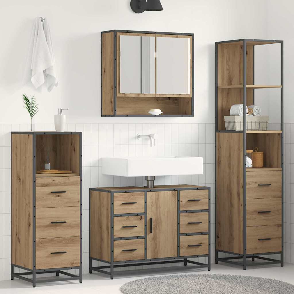 Σετ Επίπλων Μπάνιου 3 pcs Artisan Oak Επεξεργασμένο ξύλο - Pakobazaar