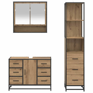 Σετ Επίπλων Μπάνιου 3 pcs Artisan Oak Επεξεργασμένο ξύλο - Pakobazaar