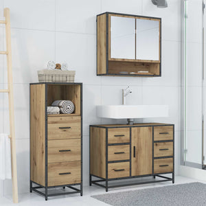 Σετ Επίπλων Μπάνιου 3 pcs Artisan Oak Επεξεργασμένο ξύλο - Pakobazaar