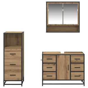 Σετ Επίπλων Μπάνιου 3 pcs Artisan Oak Επεξεργασμένο ξύλο - Pakobazaar