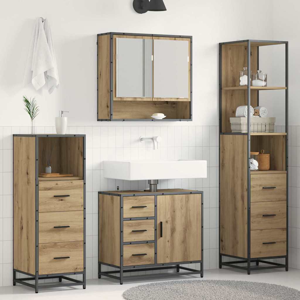 Σετ Επίπλων Μπάνιου 4 pcs Artisan Oak Επεξεργασμένο ξύλο - Pakobazaar