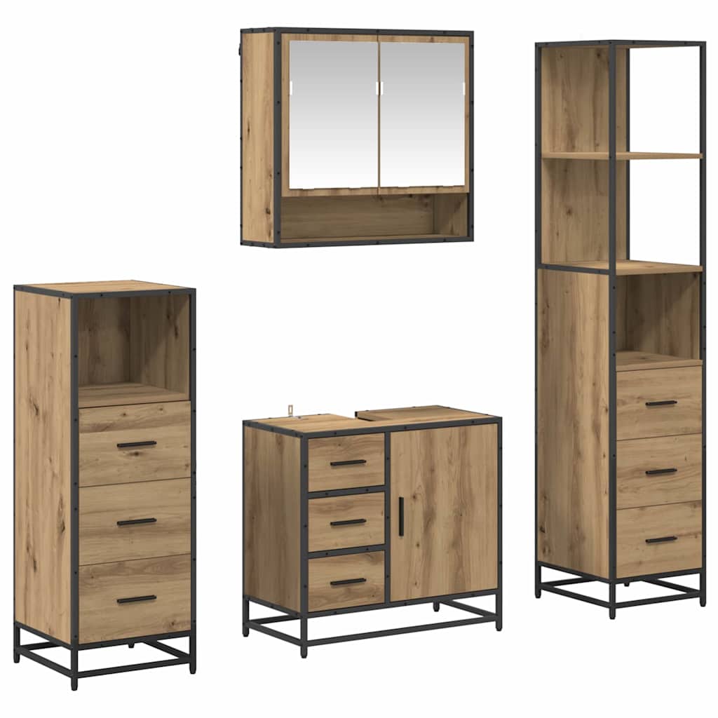 Σετ Επίπλων Μπάνιου 4 pcs Artisan Oak Επεξεργασμένο ξύλο - Pakobazaar