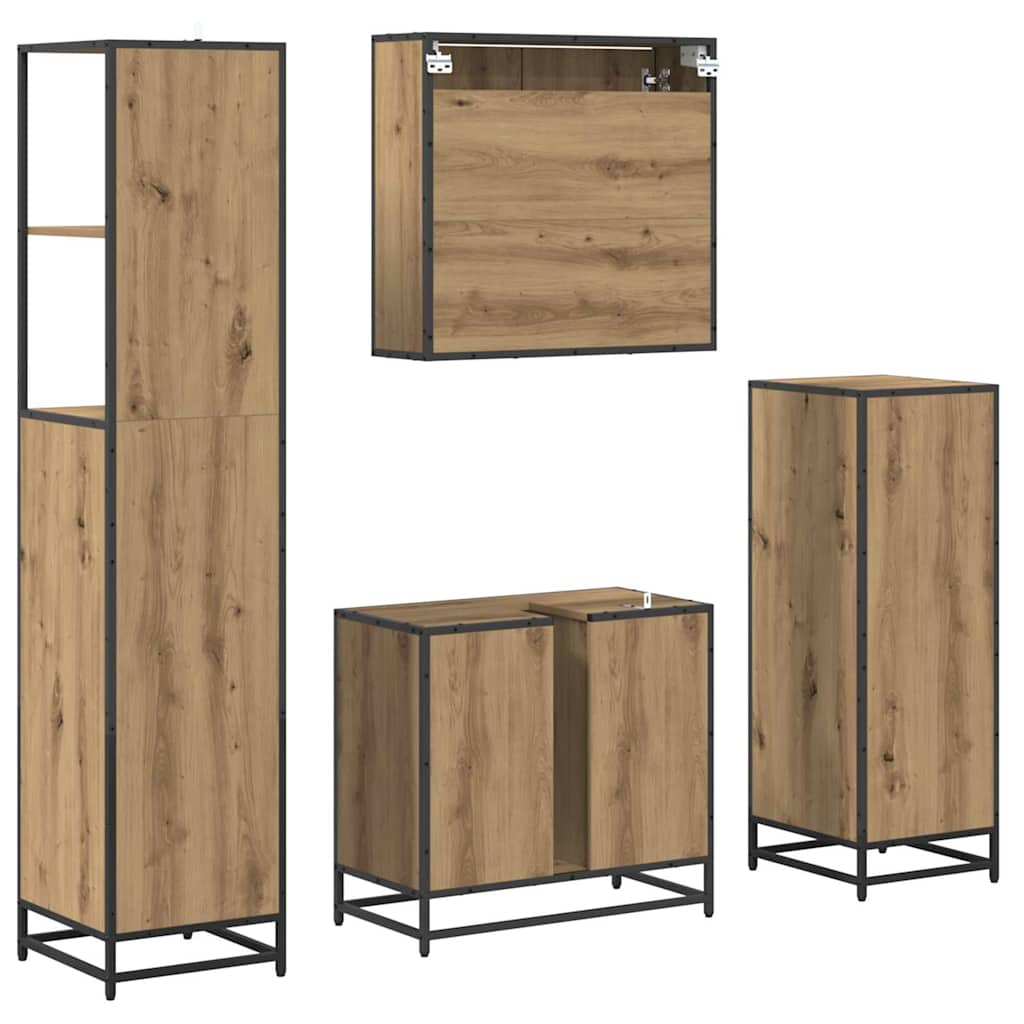 Σετ Επίπλων Μπάνιου 4 pcs Artisan Oak Επεξεργασμένο ξύλο - Pakobazaar