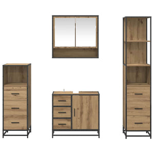 Σετ Επίπλων Μπάνιου 4 pcs Artisan Oak Επεξεργασμένο ξύλο - Pakobazaar