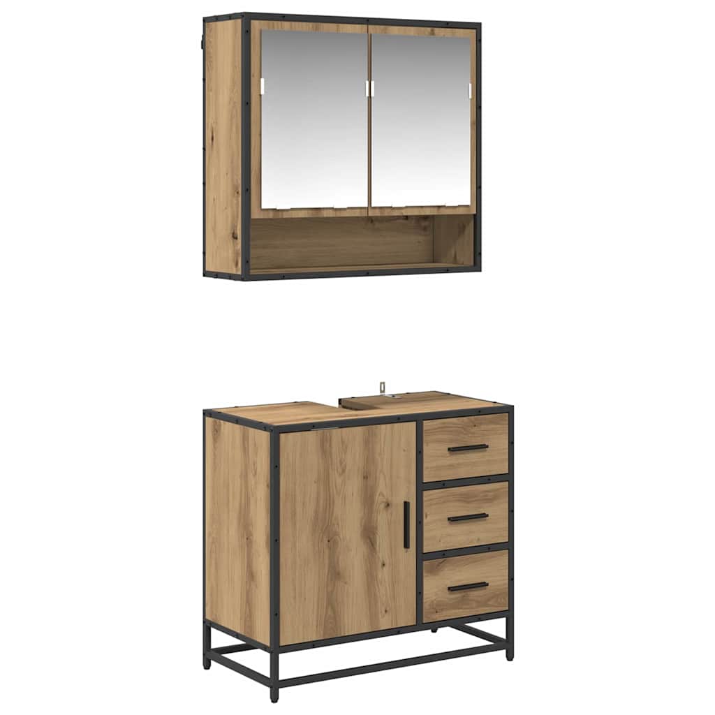 Σετ Επίπλων Μπάνιου 2 pcs Artisan Oak Επεξεργασμένο ξύλο - Pakobazaar