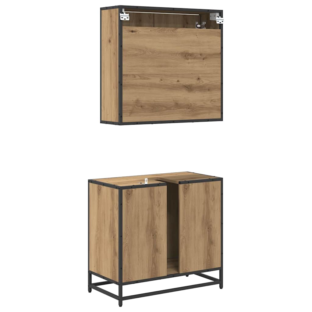 Σετ Επίπλων Μπάνιου 2 pcs Artisan Oak Επεξεργασμένο ξύλο - Pakobazaar