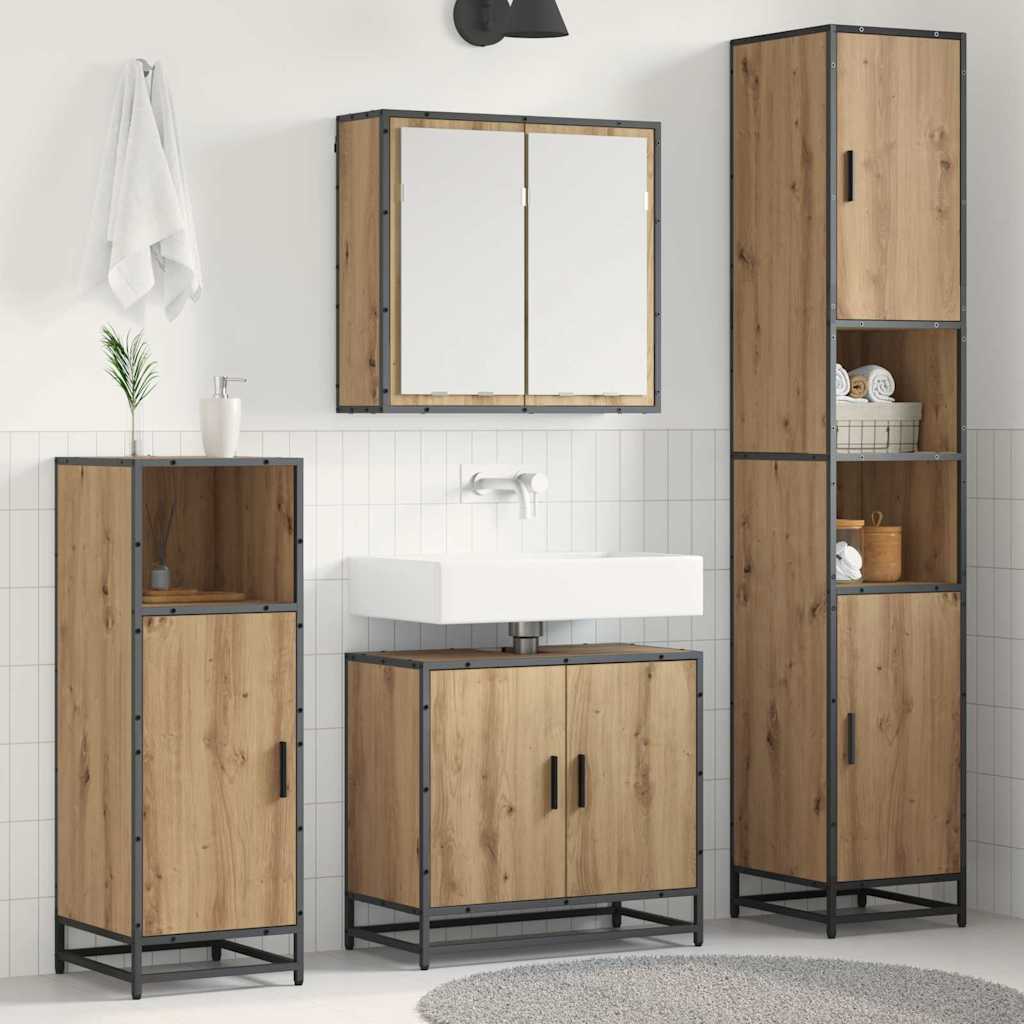 Σετ Επίπλων Μπάνιου 4 pcs Artisan Oak Επεξεργασμένο ξύλο - Pakobazaar