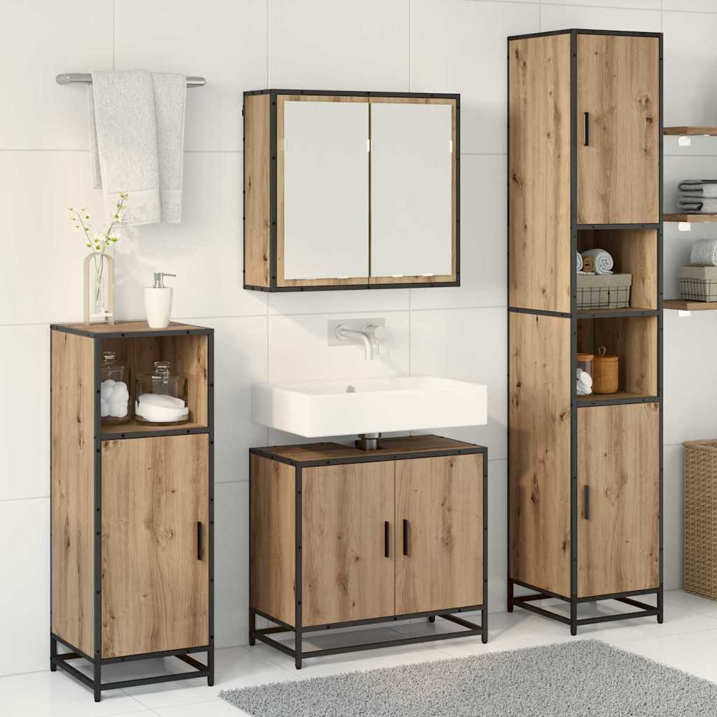 Σετ Επίπλων Μπάνιου 4 pcs Artisan Oak Επεξεργασμένο ξύλο - Pakobazaar