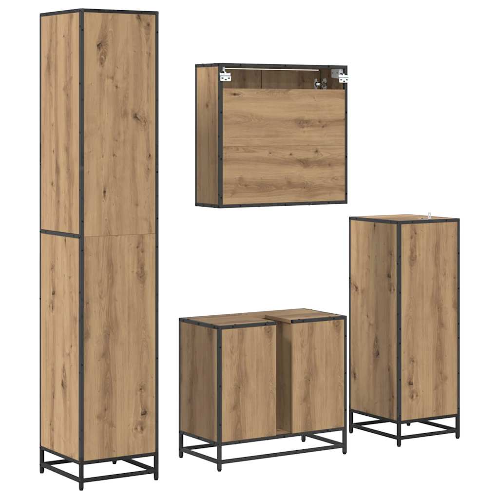 Σετ Επίπλων Μπάνιου 4 pcs Artisan Oak Επεξεργασμένο ξύλο - Pakobazaar