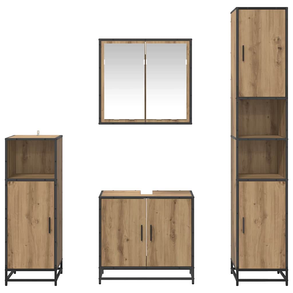 Σετ Επίπλων Μπάνιου 4 pcs Artisan Oak Επεξεργασμένο ξύλο - Pakobazaar