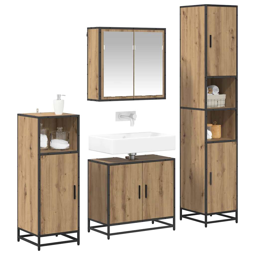 Σετ Επίπλων Μπάνιου 4 pcs Artisan Oak Επεξεργασμένο ξύλο - Pakobazaar