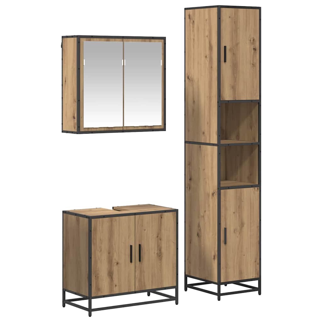 Σετ Επίπλων Μπάνιου 3 τμχ. Artisan Oak 65 x 33 x 60 εκ - Pakobazaar