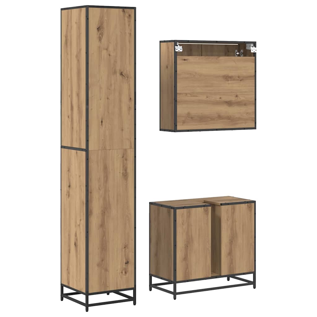 Σετ Επίπλων Μπάνιου 3 τμχ. Artisan Oak 65 x 33 x 60 εκ - Pakobazaar