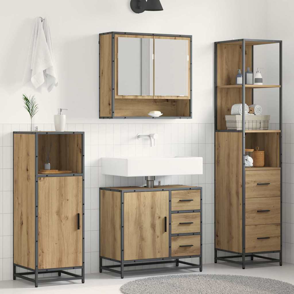 Σετ Επίπλων Μπάνιου 3 pcs Artisan Oak Επεξεργασμένο ξύλο - Pakobazaar