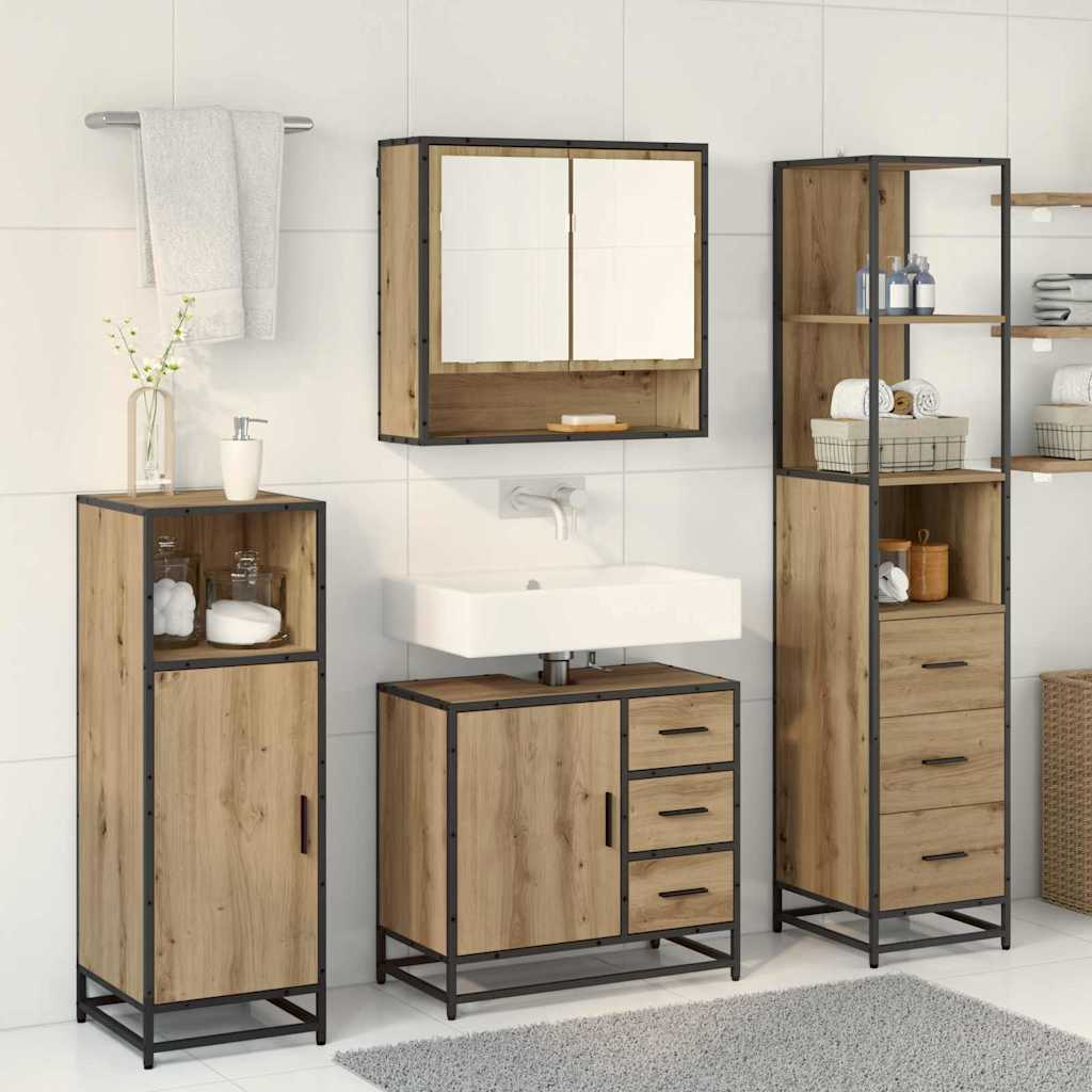 Σετ Επίπλων Μπάνιου 3 pcs Artisan Oak Επεξεργασμένο ξύλο - Pakobazaar