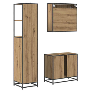 Σετ Επίπλων Μπάνιου 3 pcs Artisan Oak Επεξεργασμένο ξύλο - Pakobazaar