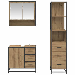 Σετ Επίπλων Μπάνιου 3 pcs Artisan Oak Επεξεργασμένο ξύλο - Pakobazaar