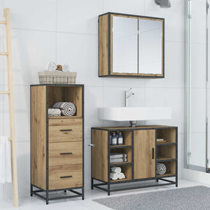 Σετ Επίπλων Μπάνιου 3 pcs Artisan Oak Επεξεργασμένο ξύλο - Pakobazaar