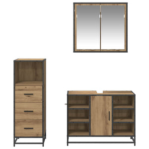 Σετ Επίπλων Μπάνιου 3 pcs Artisan Oak Επεξεργασμένο ξύλο - Pakobazaar