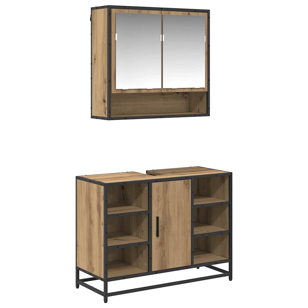 Σετ Επίπλων Μπάνιου 2 pcs Artisan Oak Επεξεργασμένο ξύλο - Pakobazaar
