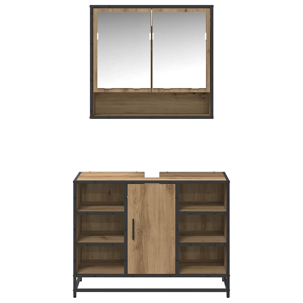 Σετ Επίπλων Μπάνιου 2 pcs Artisan Oak Επεξεργασμένο ξύλο - Pakobazaar