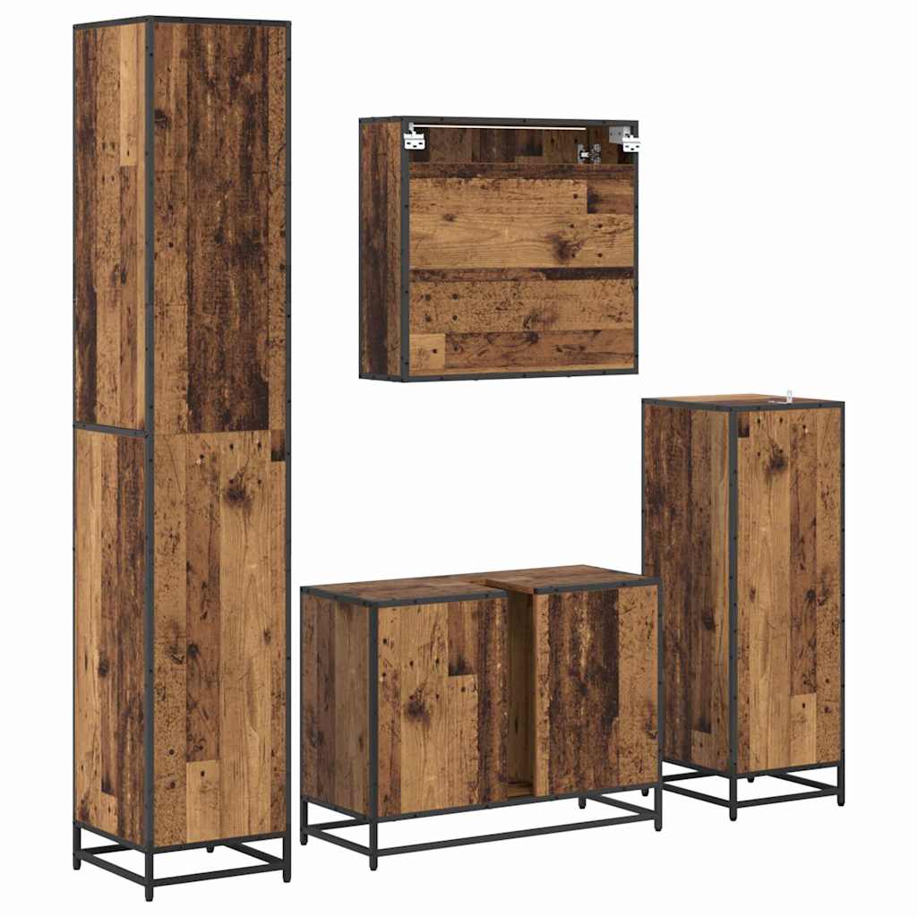 Σετ Επίπλων Μπάνιου με ράφι 4 pcs Παλιό Ξύλο Επεξεργασμένο ξύλο - Pakobazaar