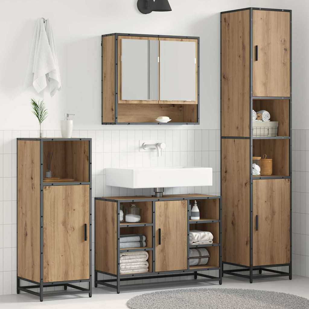 Σετ Επίπλων Μπάνιου 4 pcs Artisan Oak Επεξεργασμένο ξύλο - Pakobazaar