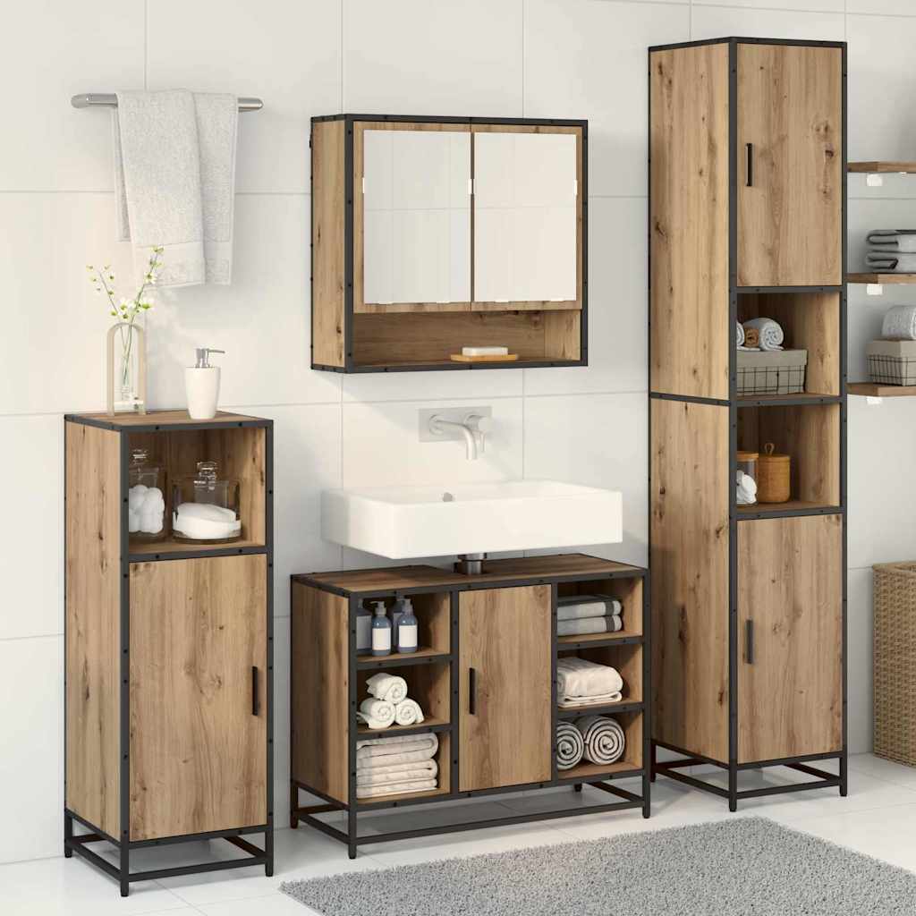 Σετ Επίπλων Μπάνιου 4 pcs Artisan Oak Επεξεργασμένο ξύλο - Pakobazaar