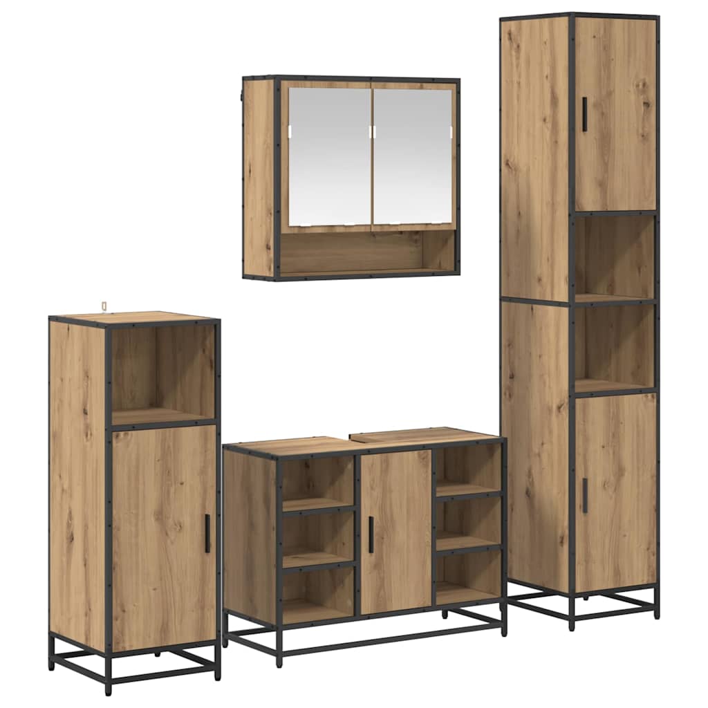 Σετ Επίπλων Μπάνιου 4 pcs Artisan Oak Επεξεργασμένο ξύλο - Pakobazaar