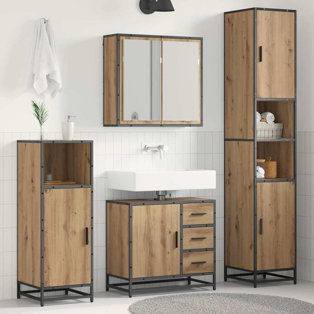 Σετ Επίπλων Μπάνιου 3 pcs Artisan Oak Επεξεργασμένο ξύλο - Pakobazaar