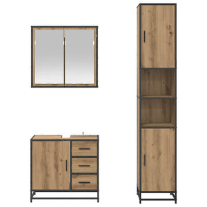 Σετ Επίπλων Μπάνιου 3 pcs Artisan Oak Επεξεργασμένο ξύλο - Pakobazaar