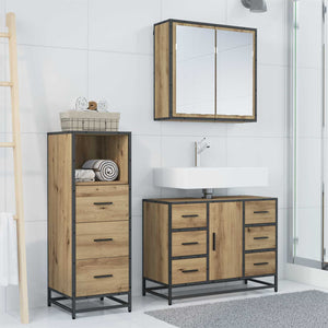 Σετ Επίπλων Μπάνιου 3 pcs Artisan Oak Επεξεργασμένο ξύλο - Pakobazaar