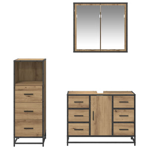 Σετ Επίπλων Μπάνιου 3 pcs Artisan Oak Επεξεργασμένο ξύλο - Pakobazaar