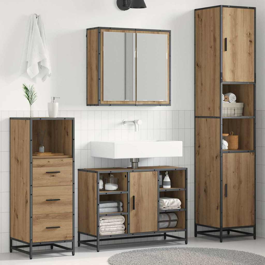 Σετ Επίπλων Μπάνιου 3 pcs Artisan Oak Επεξεργασμένο ξύλο - Pakobazaar