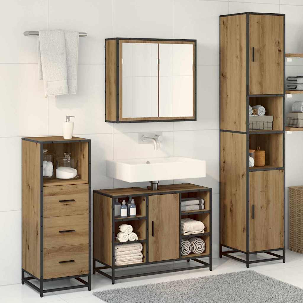 Σετ Επίπλων Μπάνιου 3 pcs Artisan Oak Επεξεργασμένο ξύλο - Pakobazaar