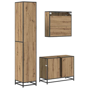 Σετ Επίπλων Μπάνιου 3 pcs Artisan Oak Επεξεργασμένο ξύλο - Pakobazaar