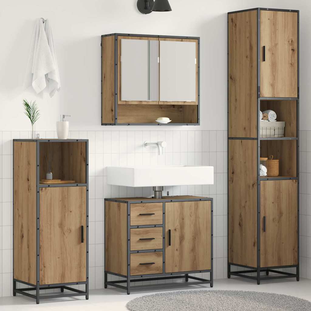 Σετ Επίπλων Μπάνιου 3 pcs Artisan Oak Επεξεργασμένο ξύλο - Pakobazaar