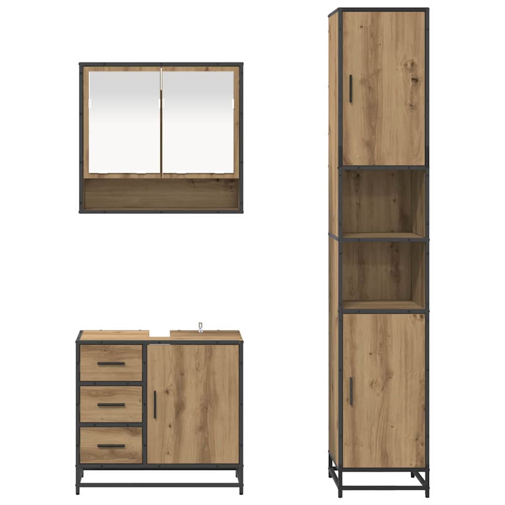 Σετ Επίπλων Μπάνιου 3 pcs Artisan Oak Επεξεργασμένο ξύλο - Pakobazaar
